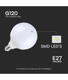 E27 22W LED G120 globepære - 2600lm, Samsung LED chip, plast, hvitt glass