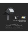 1,3W LED solcelle hagespot med spyd - CCT justerbar, IP65, solar hagelampe