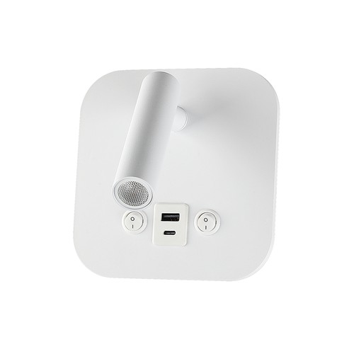 8W LED sengevegglampe med USB/PD lading - CREE chip, 3000K, hvit, inkl. lyskilde