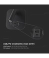 VT-80068 LED sengelampe 8W - med veggmontering og USB/PD lading, CREE-chip, 3000K, svart