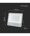 200W LED lyskaster med Samsung chip - 115lm/W, IP65, sort, kald hvit, utendørs