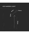 24V LED hagespot med spyd - 2W, IP65, sort, rund, utendørs, aluminium