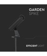 24V LED hagespot med spyd - 2W, IP65, sort, rund, utendørs, aluminium