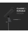 24V LED hagespot med spyd - 2W, IP65, sort, rund, utendørs, aluminium