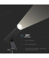 24V LED hagespot med spyd - 2W, IP65, sort, rund, utendørs, aluminium