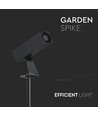 24V LED hagespot med spyd - 2W, IP65, sort, firkantet, utendørs, aluminium