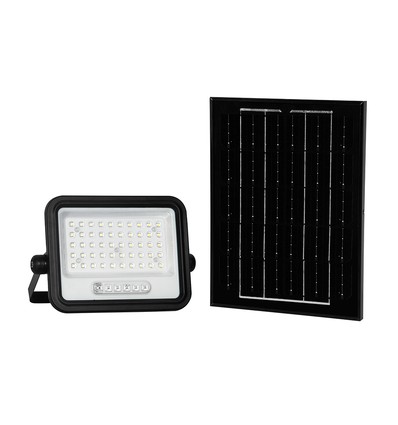VT-104W LED projektør 100W - med solcellepanel, CCT: 7in1, sort hus, batteriindikator, IP65