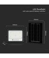 VT-104W LED projektør 100W - med solcellepanel, CCT: 7in1, sort hus, batteriindikator, IP65