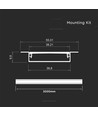 2000 mm VT-71002 monteringssett - med diffuser til LED-strip, innebygd, 40x10 mm, sølv