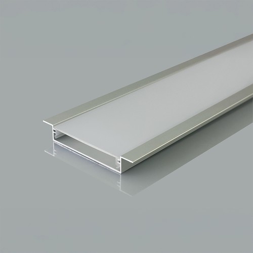 2000mm VT-71004 monteringssett - med diffuser til LED-strip, innfelt, 50x10mm, sølv