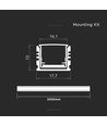 2m gulvprofil til LED strips - 17x14mm, inkl. deksel, utenpåliggende