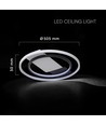 50W LED taklampe, CCT 3-i-1 - Ø50,5cm, hvit/sort kant, inkl. fjernkontroll