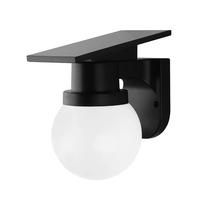 0,9W Solara vegglampe med solcelle og fjernkontroll - CCT, IP54, sort, kuleformet, utendørs