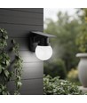 0,9W Solara vegglampe med solcelle og fjernkontroll - CCT, IP54, sort, kuleformet, utendørs