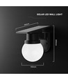 0,9W Solara vegglampe med solcelle og fjernkontroll - CCT, IP54, sort, kuleformet, utendørs