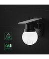 0,9W Solara vegglampe med solcelle og fjernkontroll - CCT, IP54, sort, kuleformet, utendørs