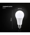 A65 VT-2015 LED 15W E27 - plastpære, Cree-chip, 3000K, 200°, 6 års garanti