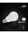 A60 VT-2099 LED-pære 8,5W E27 - termoplast, Cree-chip, 3000K, 6 års garanti