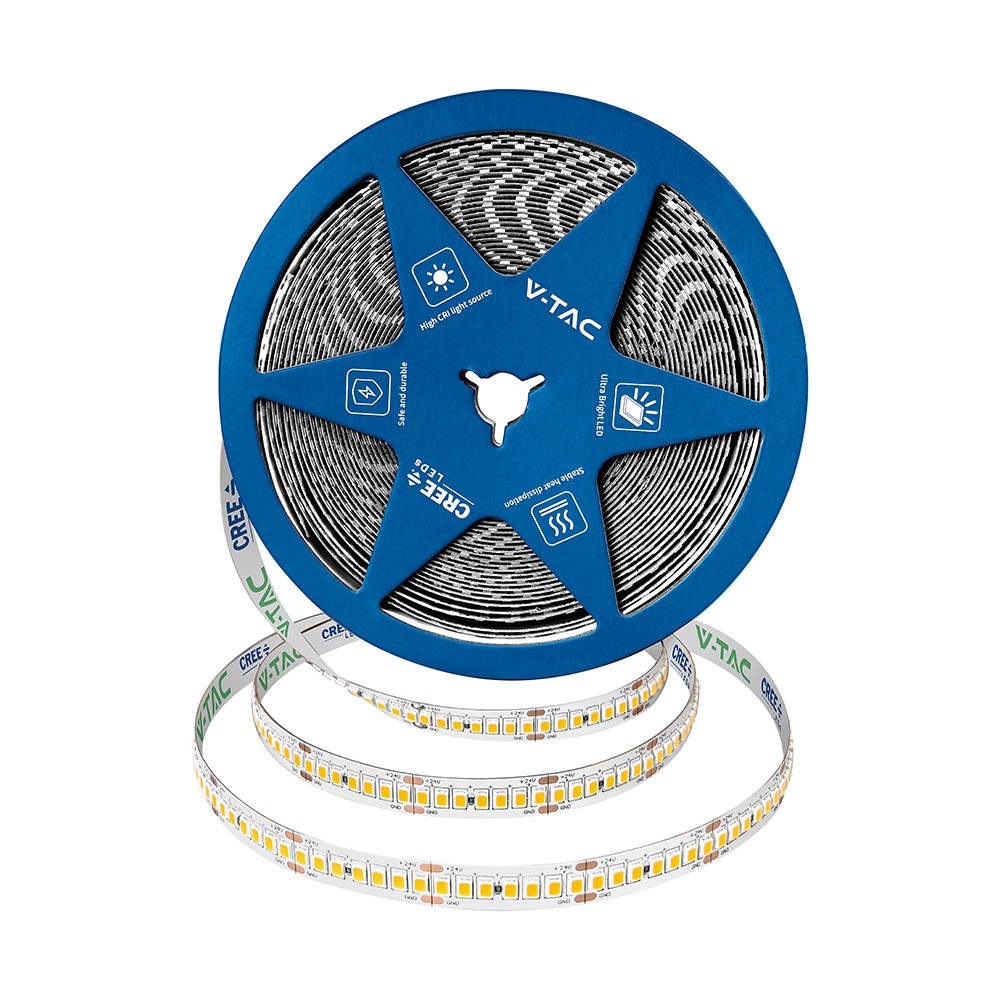 238 VT-2835 LED-lysliste 18W/m 24V - Cree-chip, 4000K, IP20, 10mm, dobbel PCB, 10m/rull, pris/m - Kulør : Nøytral