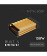 150W / 12V DC strømforsyning - 12.5A, IP45 regntett, metall, slim design