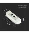 150W / 12V DC vanntett strømforsyning - 12.5A, IP67, Slim design, plasthus