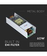 60W / 24V DC Slim strømforsyning - 2.5A, IP20, metallhus