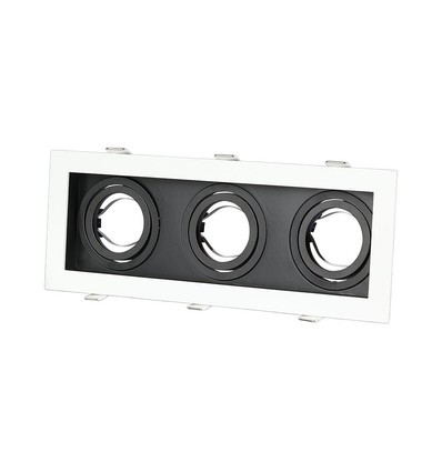 3xGU10 innfellingsspot, firkantet - Hvit/Sort, aluminium, uten lyskilde, hull: Ø256x85mm, mål: 270x100mm