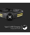 3W+5W oppladbar LED hodelykt - 470lm, 230° vidvinkel, IP44, inkl. batteri