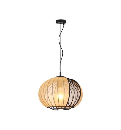 E27 Designer pendellampe - Ø40cm, Matt sort og beige, uten lyskilde