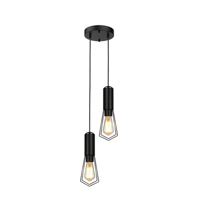 Designer pendellampe til 2xE27 - Matt sort, Ø11x31,7cm, uten lyskilde