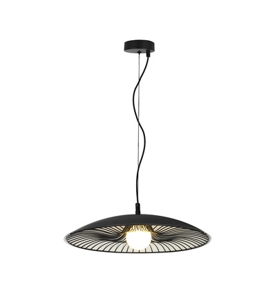 Designer pendellampe - Ø60cm, G9 fatning, sort/hvit metall og glass, uten lyskilde
