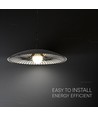Designer pendellampe - Ø60cm, G9 fatning, sort/hvit metall og glass, uten lyskilde