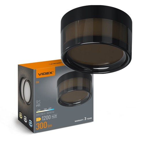 9W Rund sort bulkhead vegg-/taklampe - IP65, 111lm/W, RA90, CCT, Ø14cm, utendørs