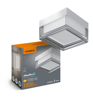 9W firkantet LED vegg/taklampe - 3CCT, IP65, hvit, Bulkhead