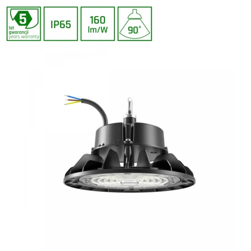 220x135mm Plateo 4 High Bay 100W - nøytral hvit 230V 90° IP65 IK09 svart, med effektjustering 0-10V