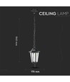 E27 taklampe, matt sort - IP44, aluminium og glass, max 60W, 17x17x84cm, uten lyskilde