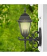 E27 utendørs vegglampe - Matt sort, IP44, oppovervendt lys, uten lyskilde