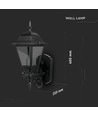 E27 utendørs vegglampe / lanterne - Matt sort, IP44, oppovervendt lys, uten lyskilde