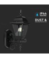 E27 utendørs vegglampe / lanterne - Matt sort, IP44, oppovervendt lys, uten lyskilde