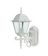 E27 utendørs vegglampe, hvit - Lanterne, oppadvendt, IP44, aluminium og glass