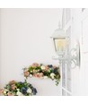 E27 utendørs vegglampe, hvit - Lanterne, oppadvendt, IP44, aluminium og glass