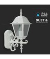 E27 utendørs vegglampe, hvit - Lanterne, oppadvendt, IP44, aluminium og glass