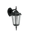 E27 utendørs vegglampe - Sort, aluminium og glass, klassisk lanterne, uten lyskilde
