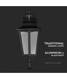 E27 utendørs vegglampe - Sort, aluminium og glass, klassisk lanterne, uten lyskilde