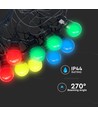 10M VT-71020 LED lyskjede 0,5W - 20 pærer, EU-plugg RGBY, 24V