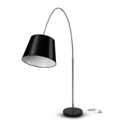 Sort LED gulvlampe med marmorfot - E27 fatning, max 60W, 192cm høy, moderne design