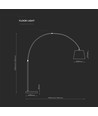 Sort LED gulvlampe med marmorfot - E27 fatning, max 60W, 192cm høy, moderne design