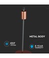 Designer bordlampe med E27 fatning og bryter - Rød bronse, metall, 150x420mm, max 60W