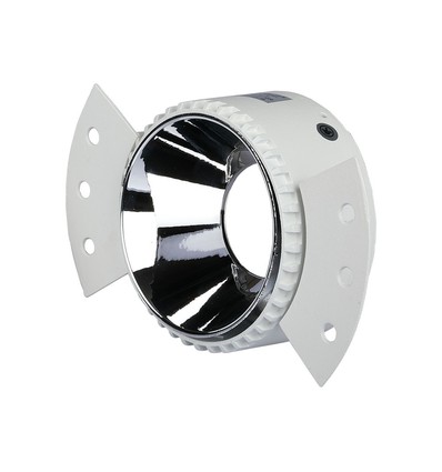 GU10 innbyggingsspot - Rund, hvit/krom, IP20, hull: Ø9 cm, mål: Ø14 cm, uten lyskilde
