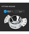 GU10 innbyggingsspot - Rund, hvit/krom, IP20, hull: Ø9 cm, mål: Ø14 cm, uten lyskilde